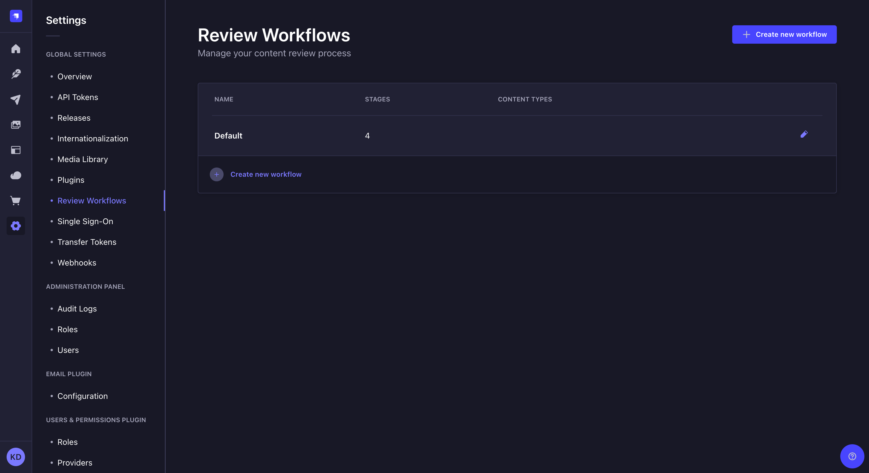 Workflow list view